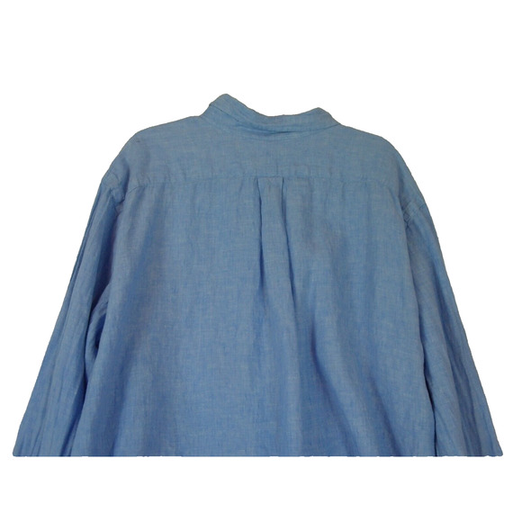 Ralph Lauren Linen Shirt Mens 2XB Big Blue Long Sleeve Button Down - Picture 7 of 10